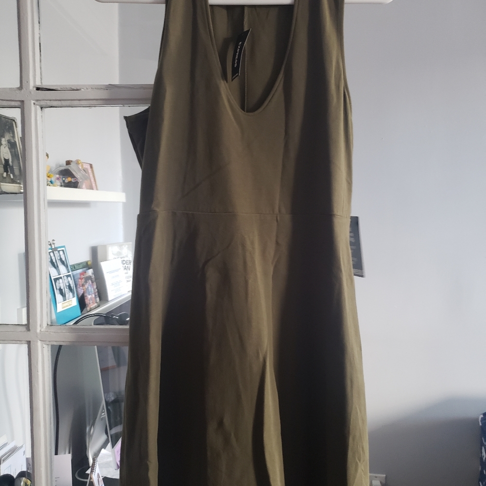 Express fit and flare olive green dress- NWT
